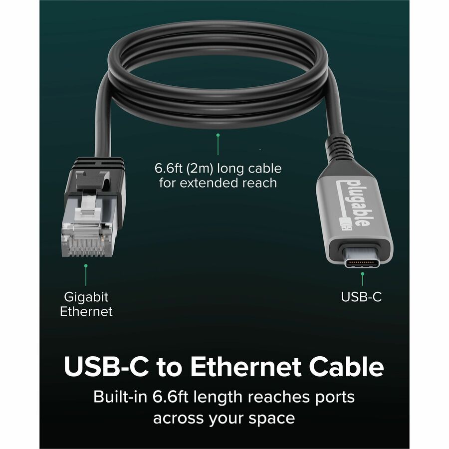 Plugable USB C to Ethernet Cable: USBC to RJ45 Ethernet Cord, Directly Connected LAN Gigabit Network Adapter