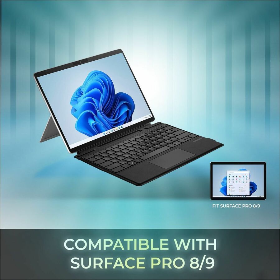 Adesso Portable Keyboard/Cover Case for 13" Microsoft Surface Pro 8, Surface Pro 9 Tablet - English (US) Keyboard