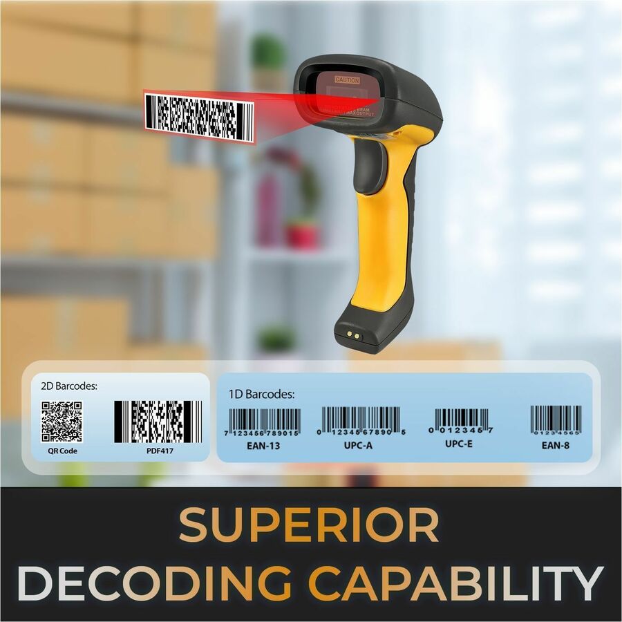 Adesso Bluetooth & 2.4Ghz Wireless Antimicrobial & Waterproof 2D Barcode Scanner