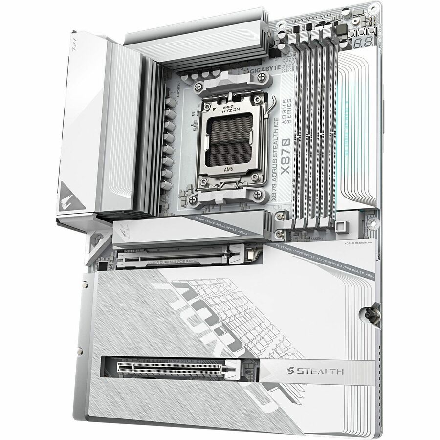 Aorus STEALTH X870 A STEALTH ICE Gaming Desktop Motherboard - AMD X870 Chipset - Socket AM5 - ATX
