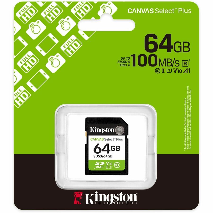Kingston Canvas Select Plus 64 GB Class 10/UHS-I (U1) V10 SDXC