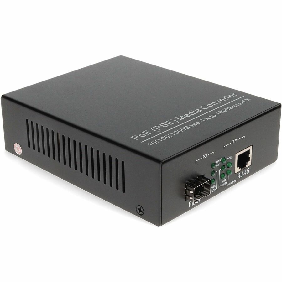 AddOn 10/100/1000Base-TX(RJ-45) to Open SFP Port POE Media Converter