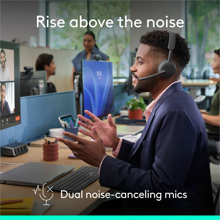 Logitech Zone Wireless 2 ES for Business - Noise-Canceling Wireless Headset with Adaptive Hybrid ANC, Microsoft Teams Certified, USB-C & USB-A, Graphite
