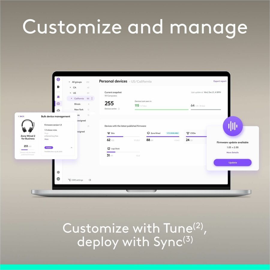 Logitech Zone Wired 2 for Business - Noise-Canceling Headset with Adaptive Hybrid ANC, Microsoft Teams Certified, USB-C with USB-A adapter, Rose