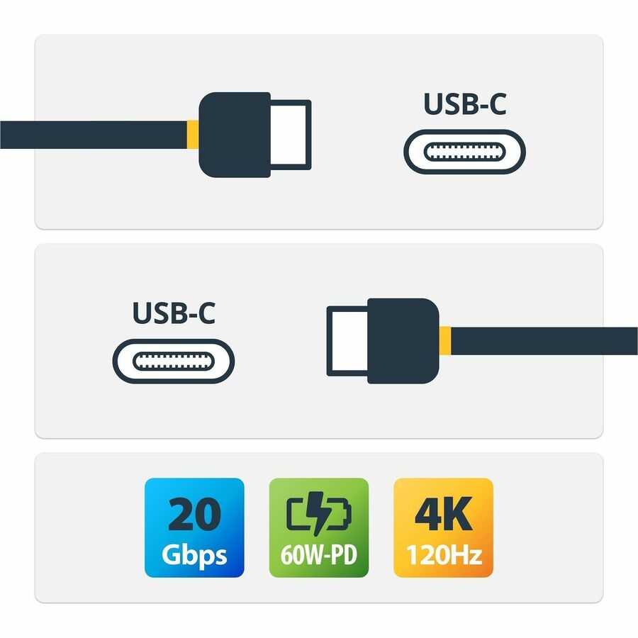 StarTech.com 2m (6.6ft) USB4 Cable, 20Gbps, USB-IF Certified USB-C Cable, 240W PD EPR, 4K 120Hz DP 1.4, TPE Jacket, White USB-C Cord