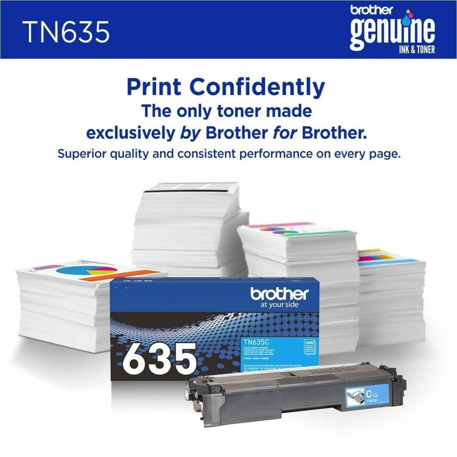 Brother TN635C Original Standard Yield Laser Toner Cartridge - Cyan - 1 Pack