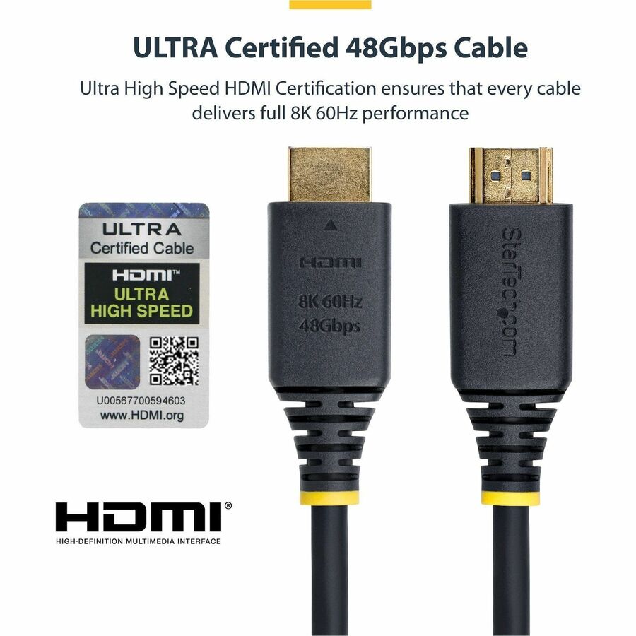 StarTech.com 6ft (1.8m) Certified Ultra High Speed HDMI Cable, 8K 60Hz/4K 120Hz, HDMI 2.1 Cable with HDR10+ / eARC, 48Gbps, 8K HDMI Cord
