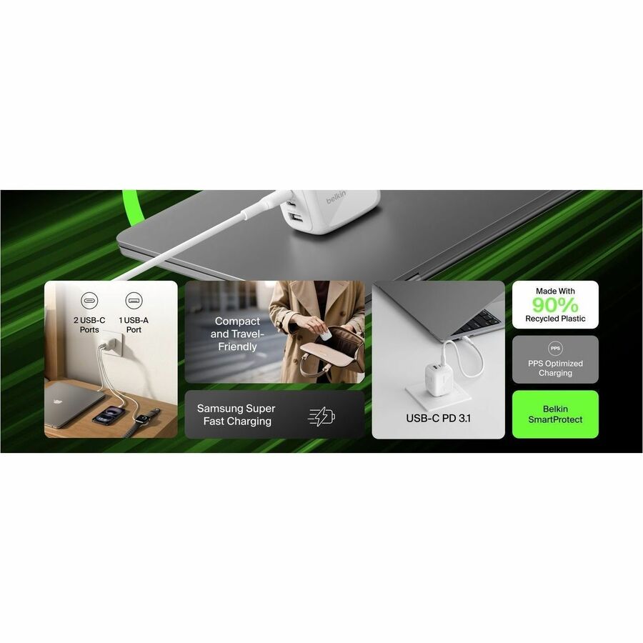 Belkin BoostCharge Pro 3-Port GaN Wall Charger 70W