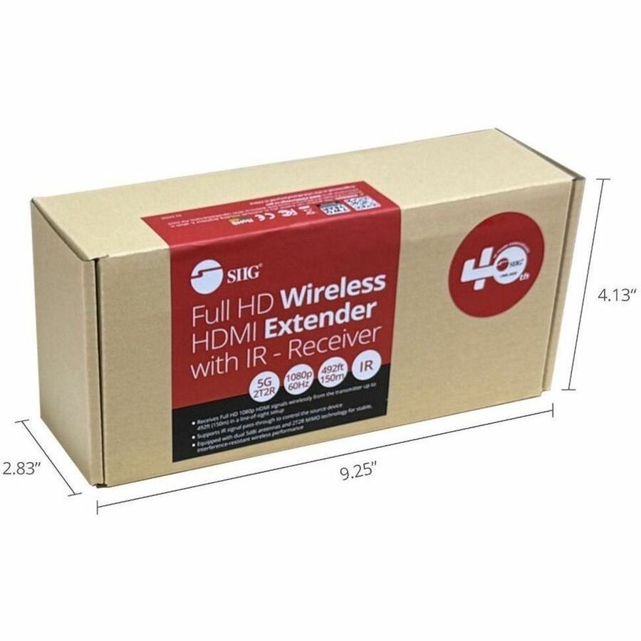 SIIG Full HD Wireless HDMI Extender with IR - Receiver - 1080p - Up to 492ft - Up to 1x4