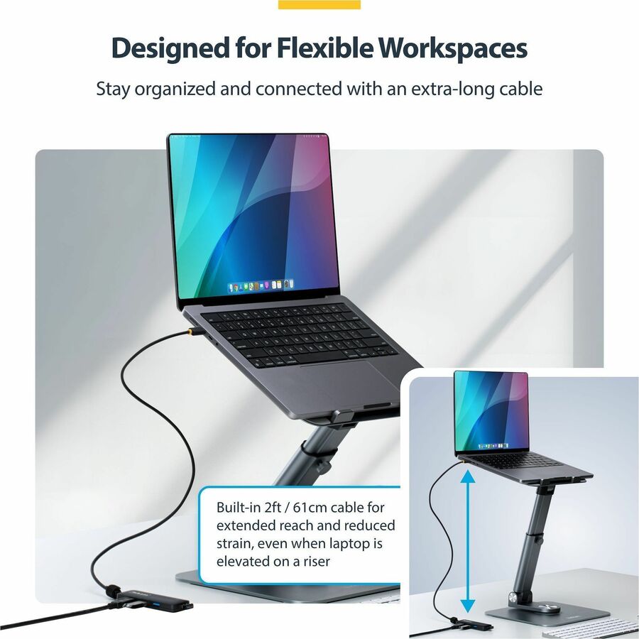 StarTech.com 4-Port USB-C Hub, 5Gbps, Bus Powered, USB-C to 4x USB-A Mini Hub, Extra Long 2ft/61cm Host Cable, 70% PCR Plastic Housing