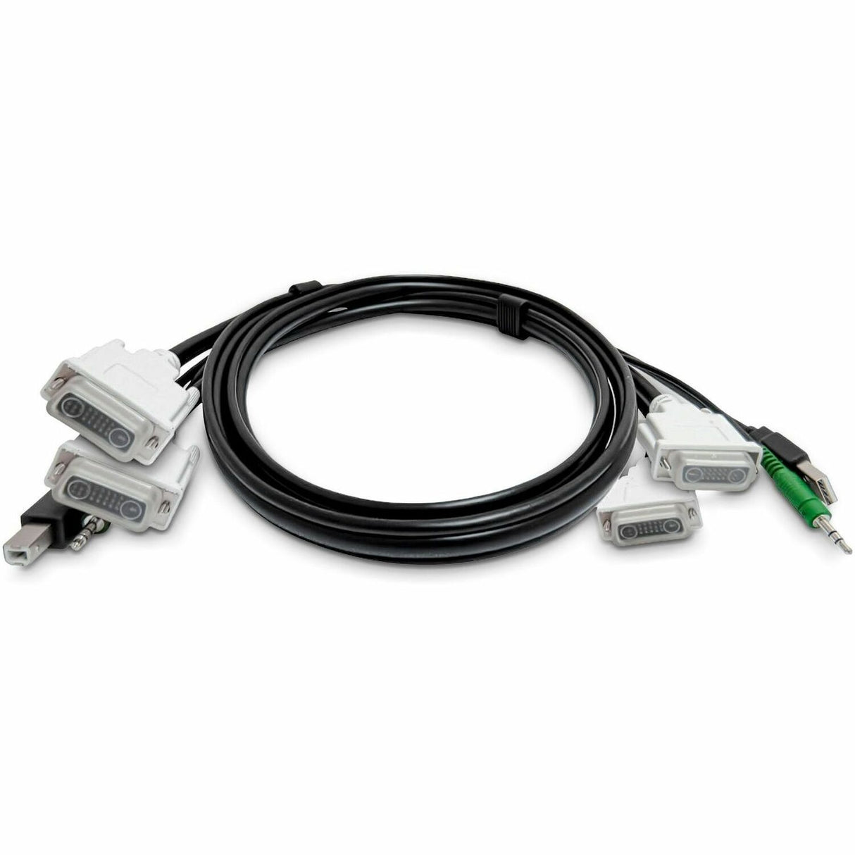 StarTech.com 6ft (1.8m) Dual-Display KVM Cable, HDMI and DisplayPort to DVI and DP, USB 2.0, 3.5mm, Universal Combo Cable, TAA