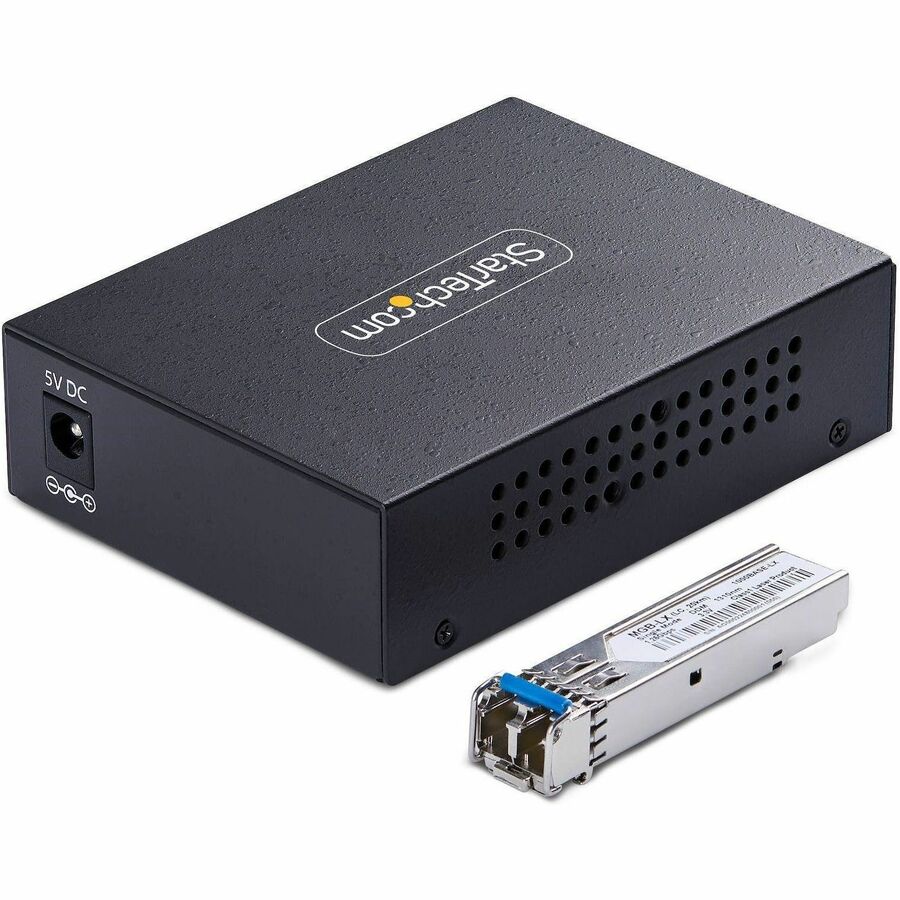 StarTech.com Gigabit Ethernet Copper-to-Fiber Media Converter, SM LC, 20km, 10/100/1000 Mbps, RJ45 to LC, 9K Jumbo Frames, TAA Compliant