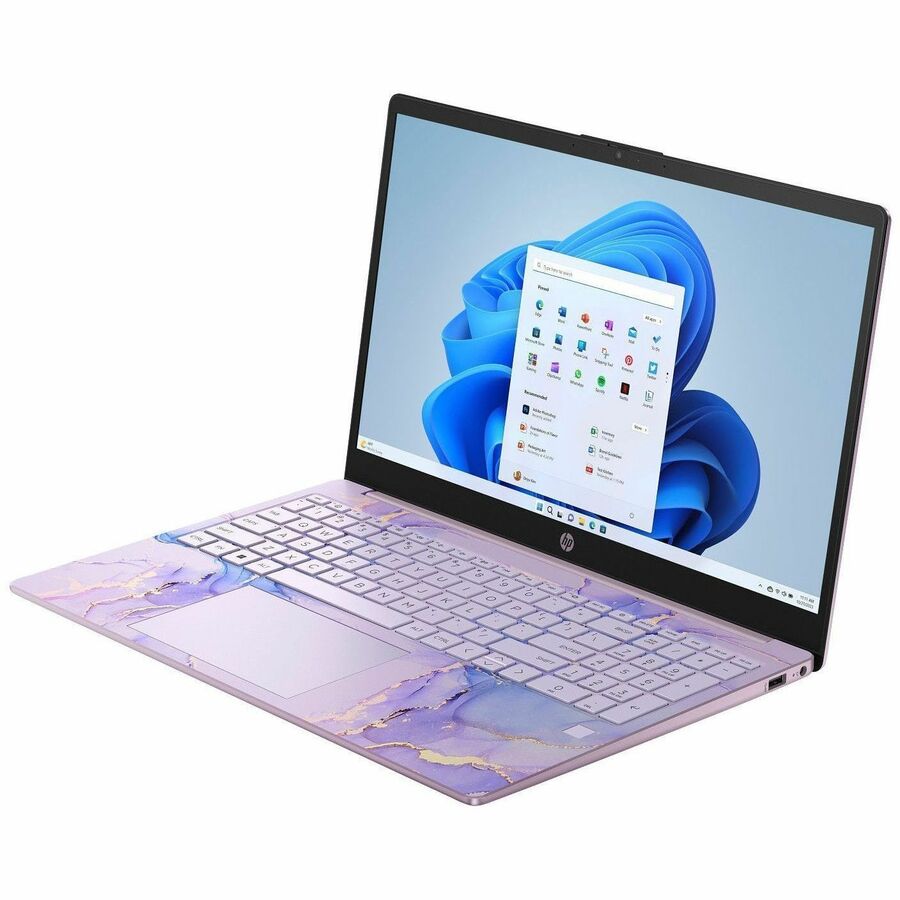 HP 15-fd0000 15-fd0123ds 15.6" Touchscreen Notebook - HD - Intel N-Series N150 - 4 GB - 128 GB Flash Memory - Winter Lavender, Natural Silver