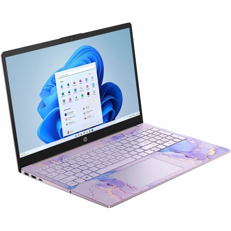 HP 15-fd0000 15-fd0123ds 15.6" Touchscreen Notebook - HD - Intel N-Series N150 - 4 GB - 128 GB Flash Memory - Winter Lavender, Natural Silver