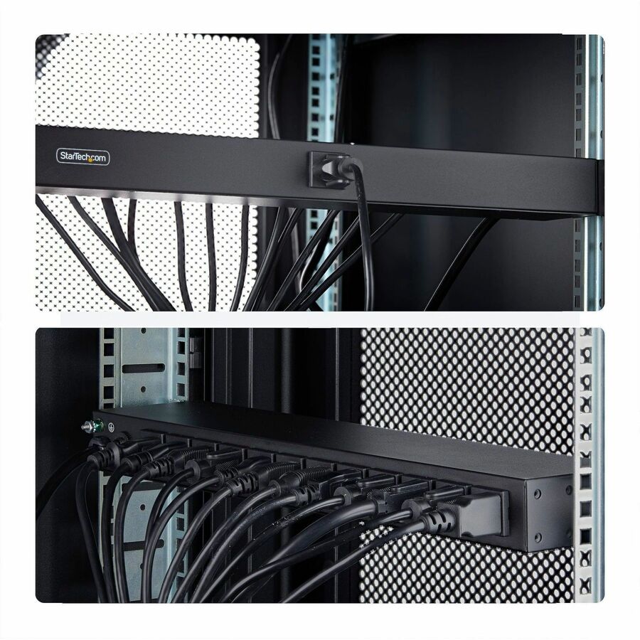 StarTech.com 13-Outlet Rackmount PDU, 1U Server Power Strip, 1x Front and 12x Rear Ports, Mounted Power Distribution Unit for 19in Racks