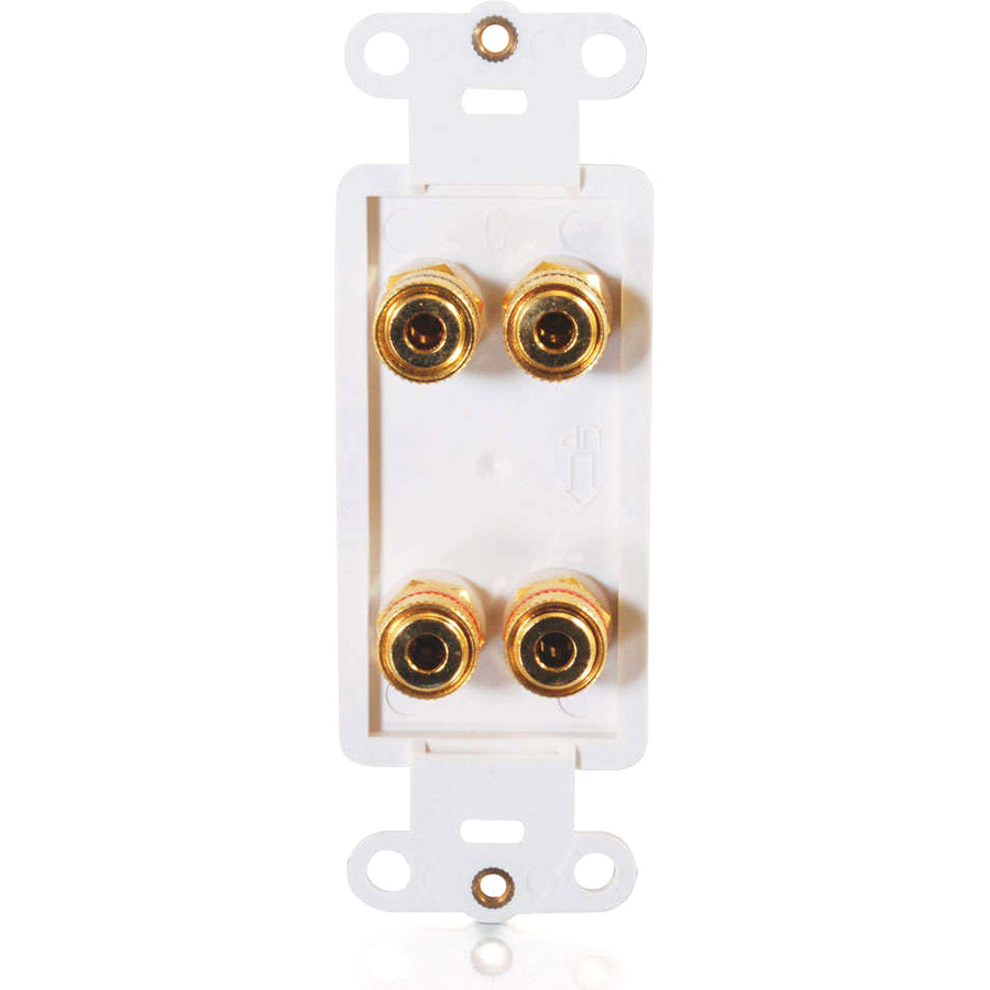 C2G Dual R/L Banana Jack Pass Through Decorative Style Wall Plate - White