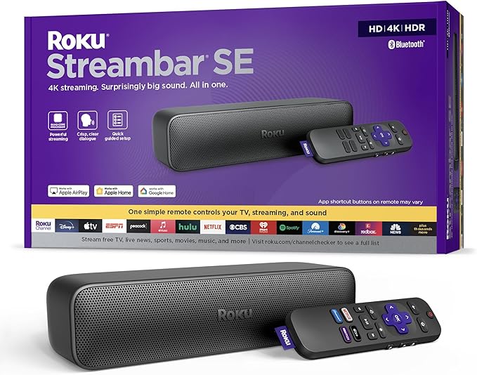 Roku Streambar SE, View 14 days of cloud recordings and smart detection for people, 4.34 oz, IP67, Required: Wi-Fi 2.4GHz, White