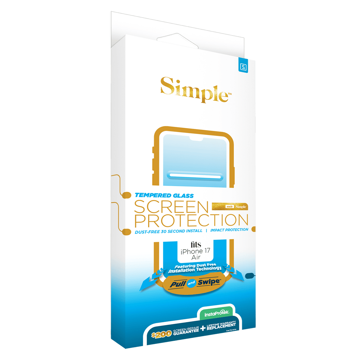 Simple 200 Dust Removal Guided Tempered Glass Screen Protector for Apple iPhone Air - Clear