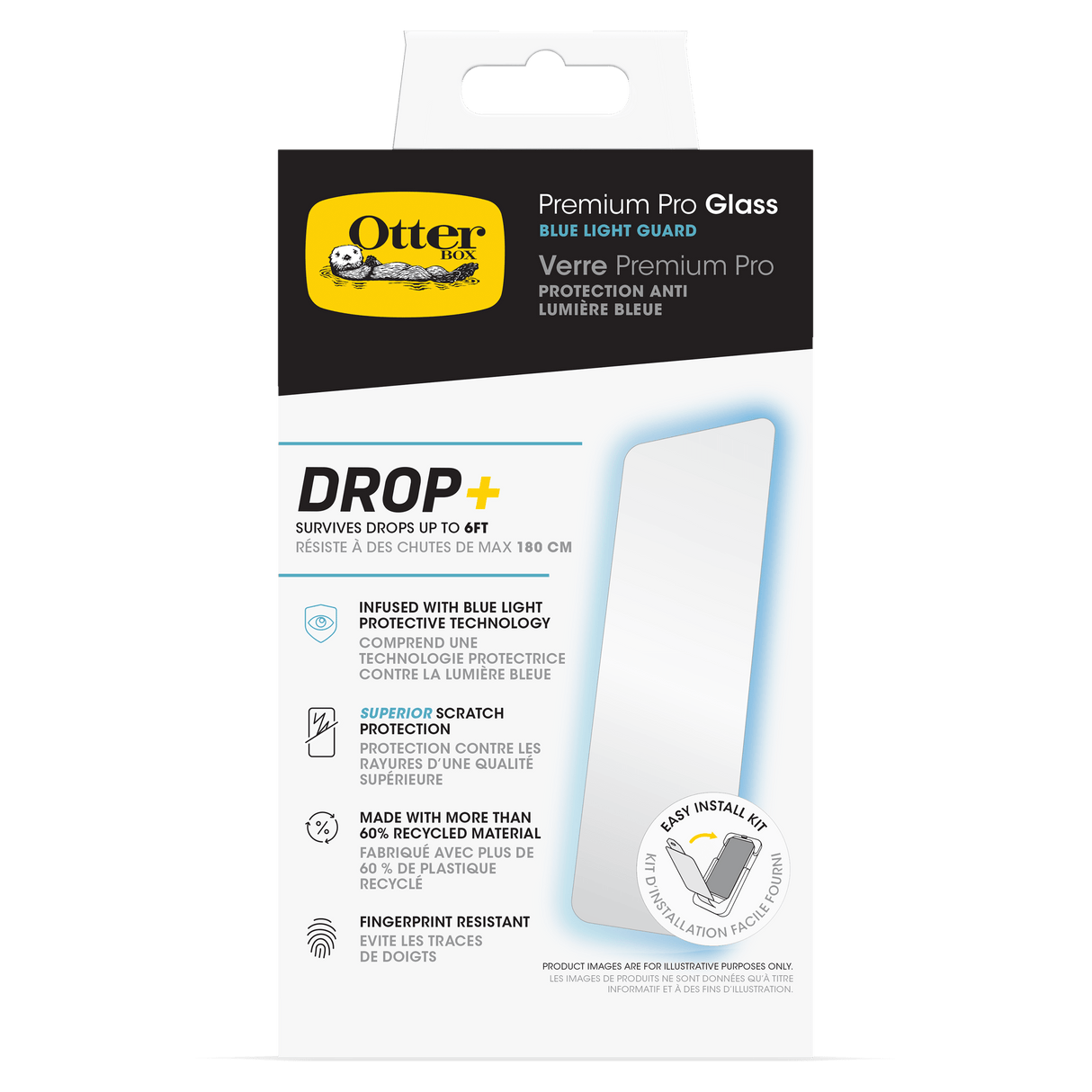 Otterbox - Premium Pro Glass Antimicrobial Blue Light Screen Protector For Apple Iphone 16 / Iphone 15 - Clear