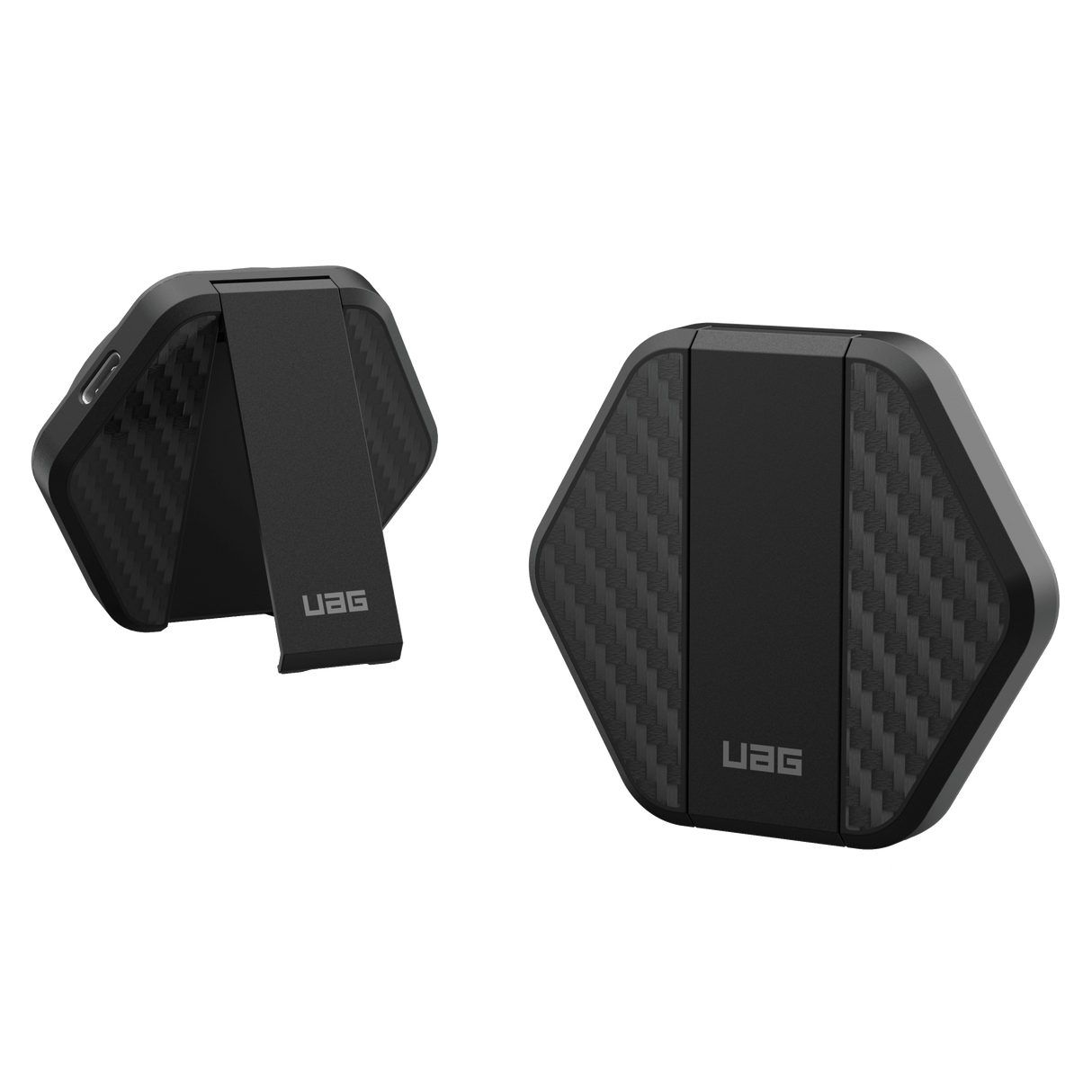 Urban Armor Gear Uag -magneticwireless Charger With Kickstand - Black And Carbon Fiber