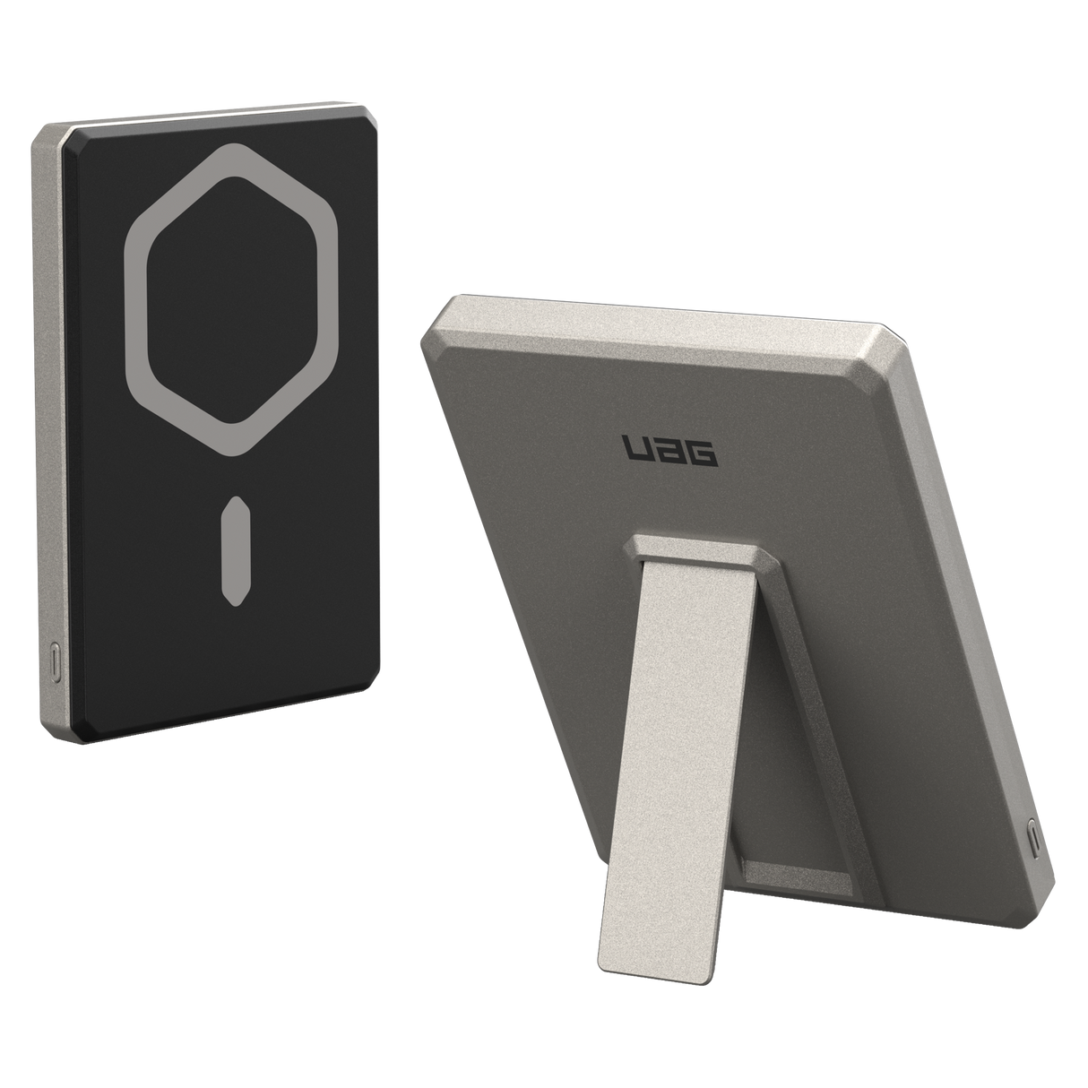 Urban Armor Gear Uag - Ultra Slim Portablemagneticpower Bank With Kickstand 5000 Mah - Titanium