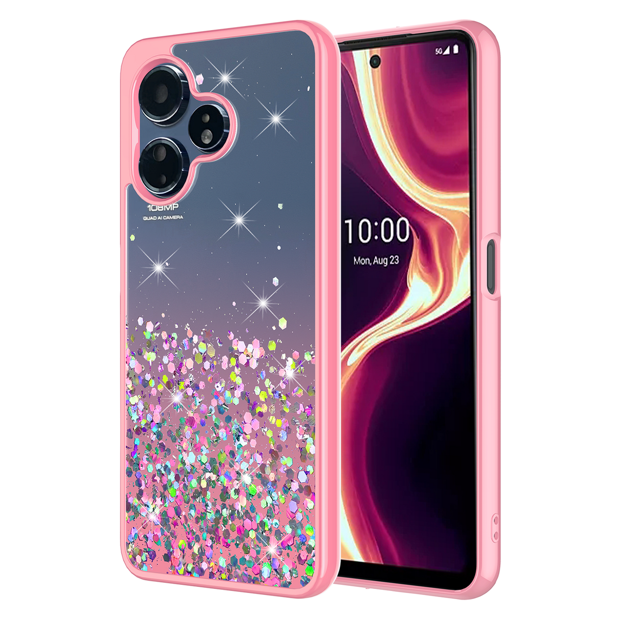 Ampd - Tpu / Acrylic Glitter Insert Case For Celero 5g Plus Gen 3 - Pink