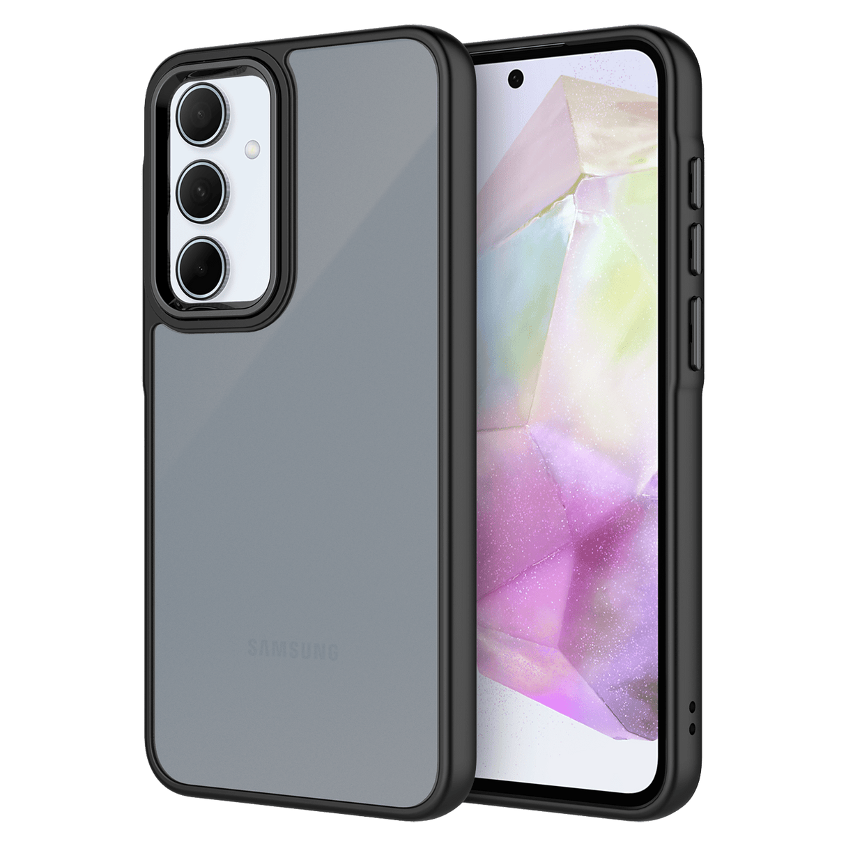 Ampd - Tpu / Acrylic Smoke Translucent Case For Samsung Galaxy A35 5g - Black Bumper