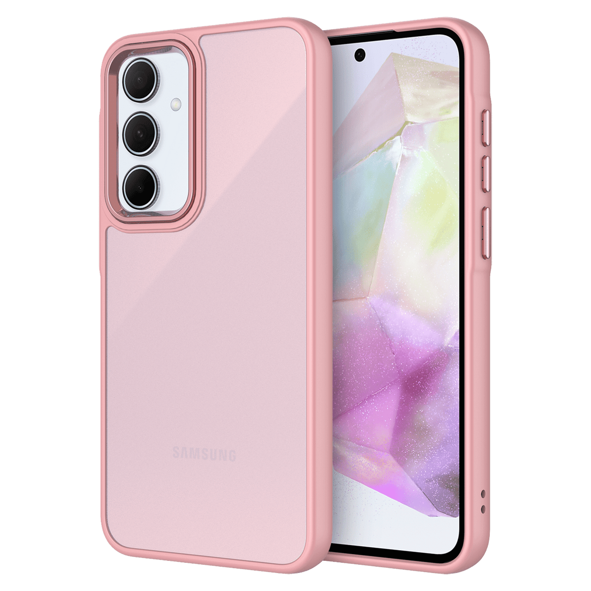 Ampd - Tpu / Acrylic Smoke Translucent Case For Samsung Galaxy A35 5g - Pink Bumper
