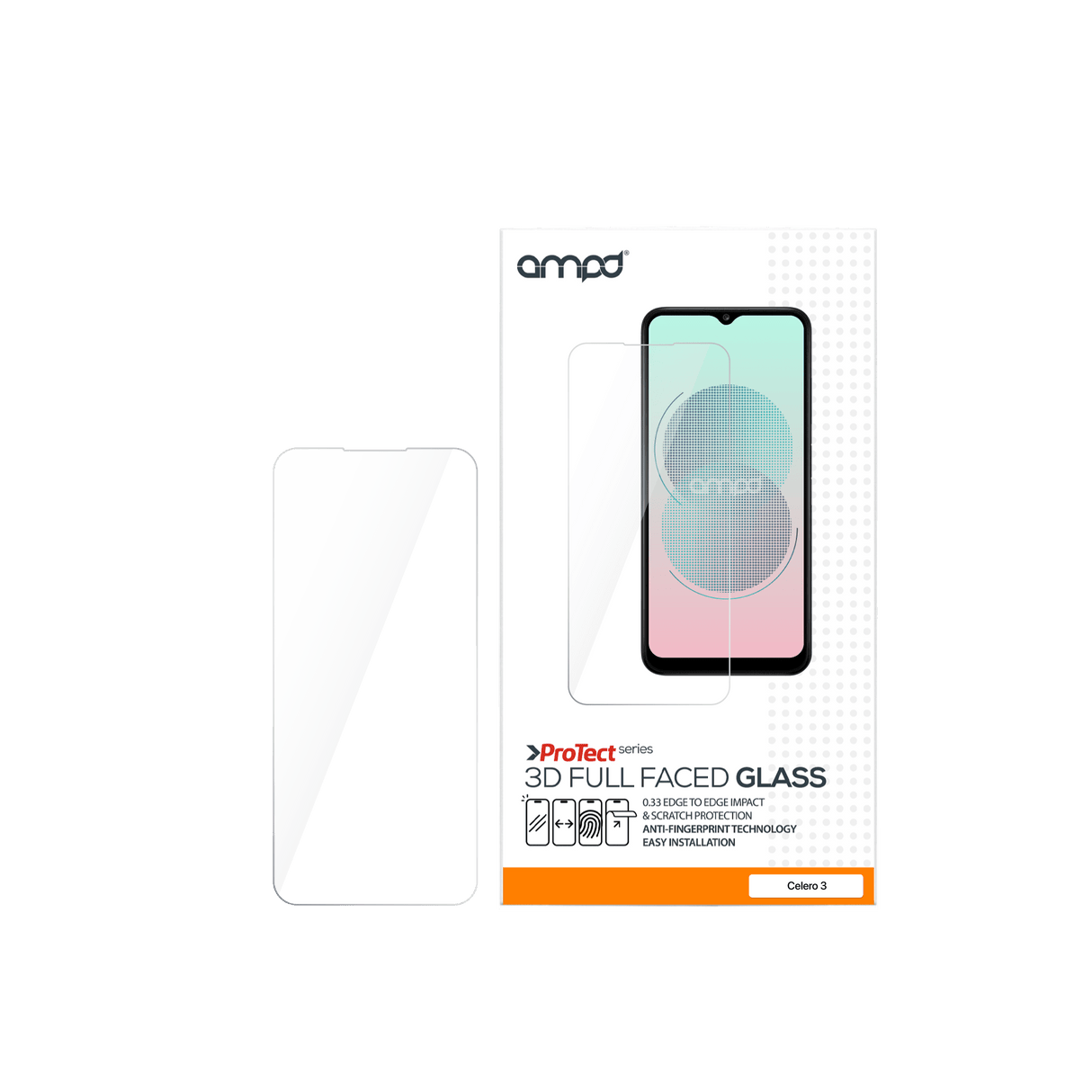 Ampd - 0.33 Hardened Tempered Glass Screen Protector For Boost Celero 5g Gen 3 - Clear