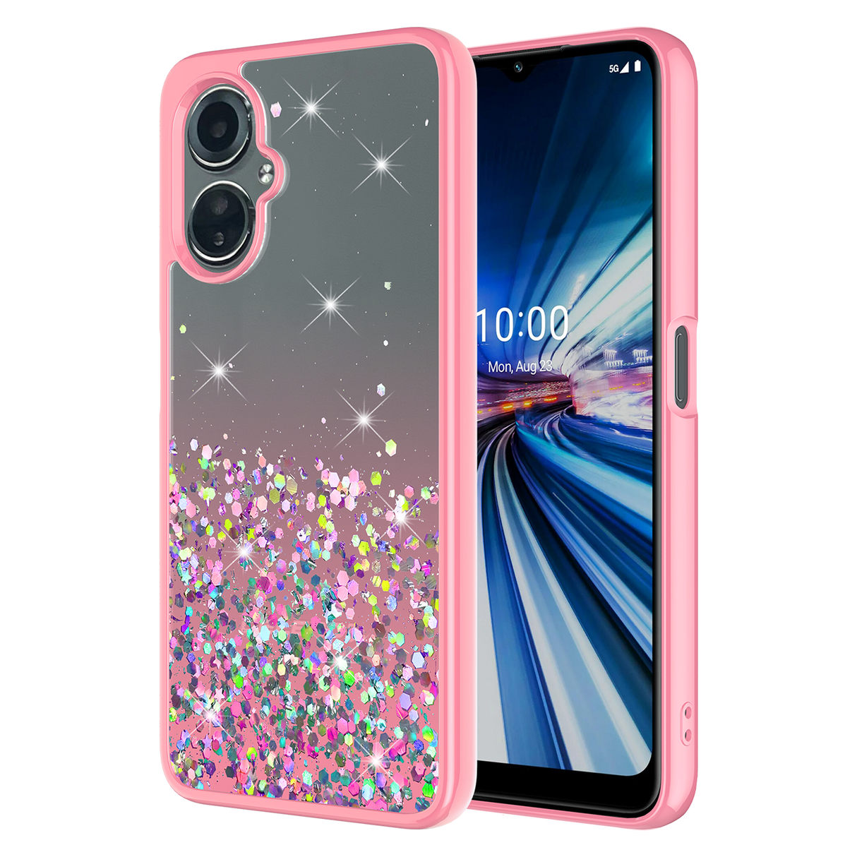Ampd - Tpu / Acrylic Glitter Insert Case For Celero 5g Gen 3 - Pink