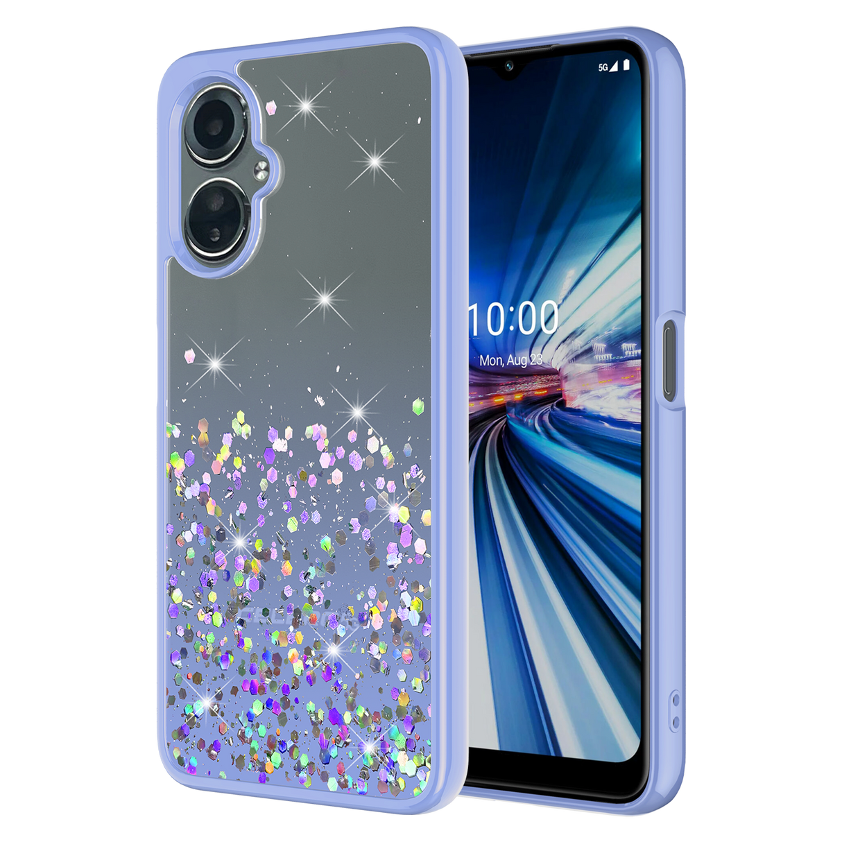 Ampd - Tpu / Acrylic Glitter Insert Case For Celero 5g Gen 3 - Purple
