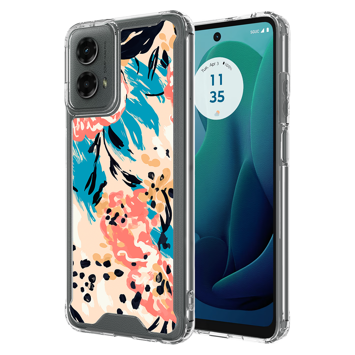 Ampd - Tpu / Acrylic Hd Print Case For Motorola Moto G 5g 2024 - Floral Blue Pattern