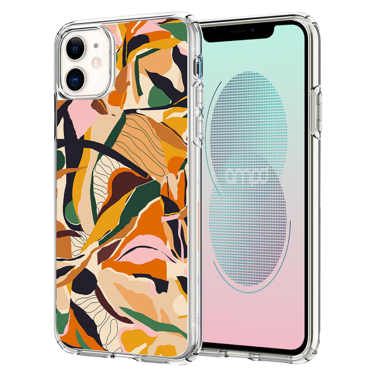 Ampd - Tpu / Acrylic Hd Print Case For Apple Iphone 11 - Floral Orange Pattern