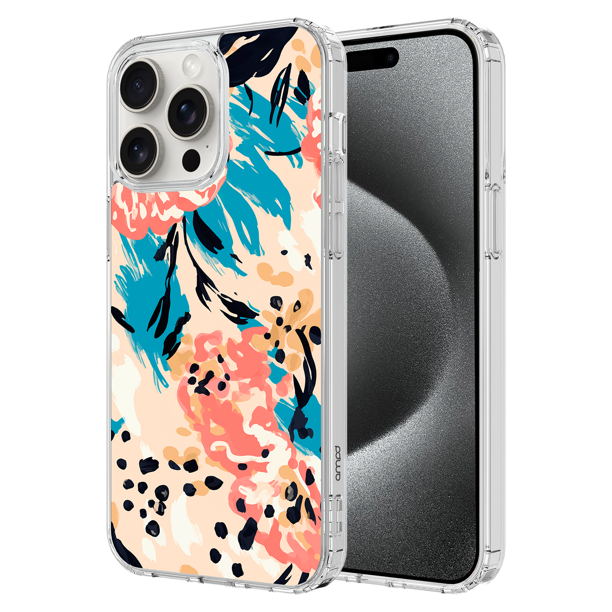 Ampd - Tpu / Acrylic Hd Print Case For Apple Iphone 15 Pro Max - Floral Blue Pattern
