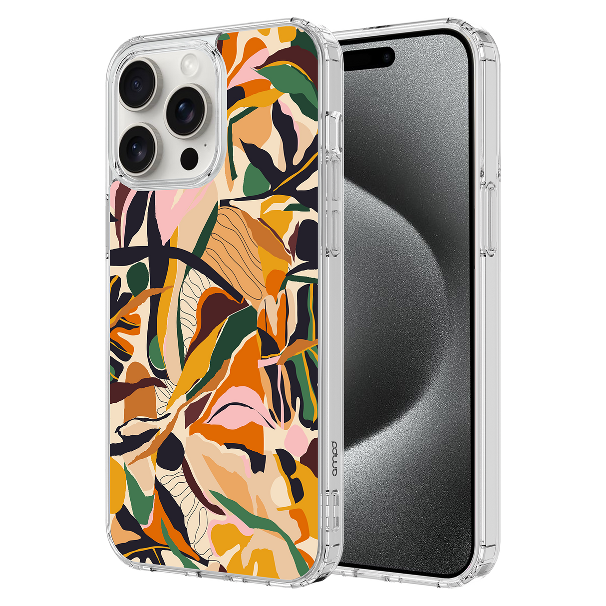 Ampd - Tpu / Acrylic Hd Print Case For Apple Iphone 15 Pro Max - Floral Orange Pattern