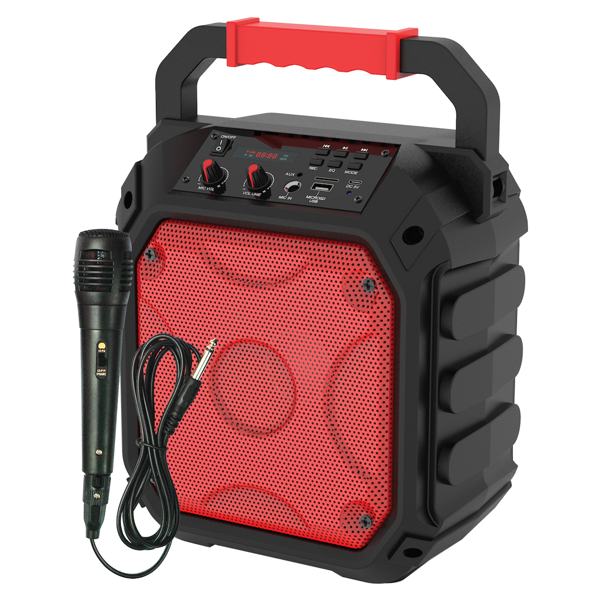 Ampd - Party Cube 15w Karaoke Bluetooth Speaker - Red