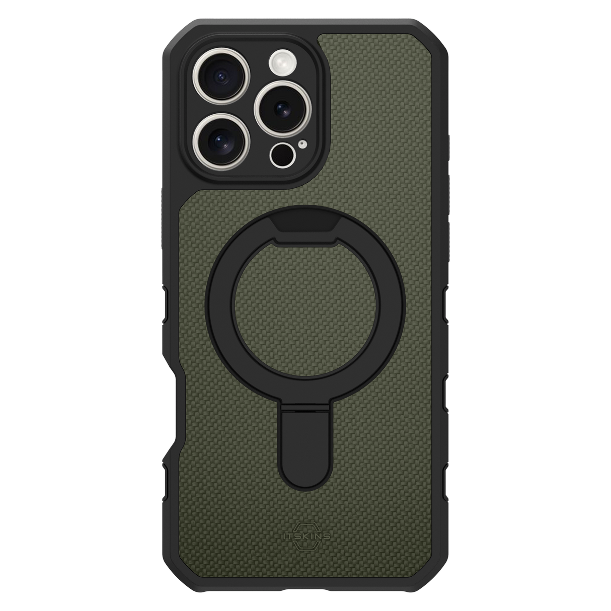 Itskins - Forcer Nylon Magsafe Case For Apple Iphone 16 Pro - Olive Green And Black