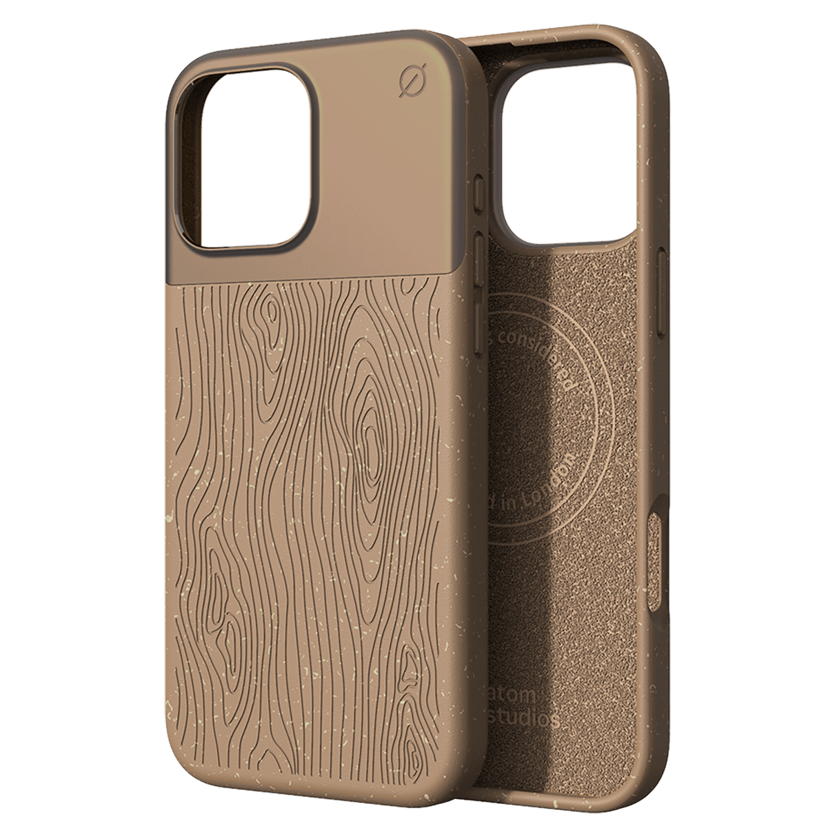 Atom Studios - Split Wood Fiber Magsafe Case For Apple Iphone 16 Pro Max - Taupe Wood