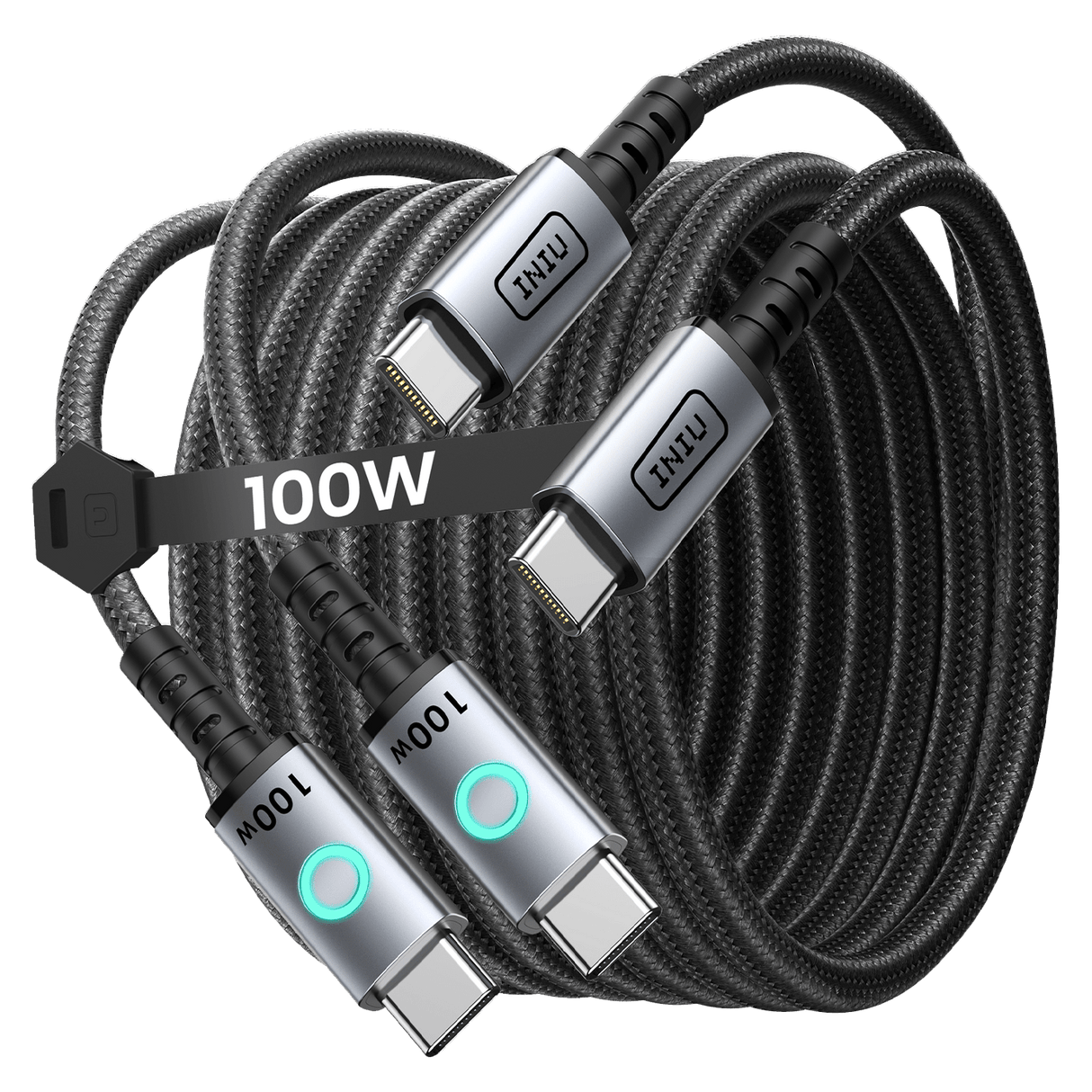 Iniu - Leopard Usb C To Usb C Cable 100w - Black