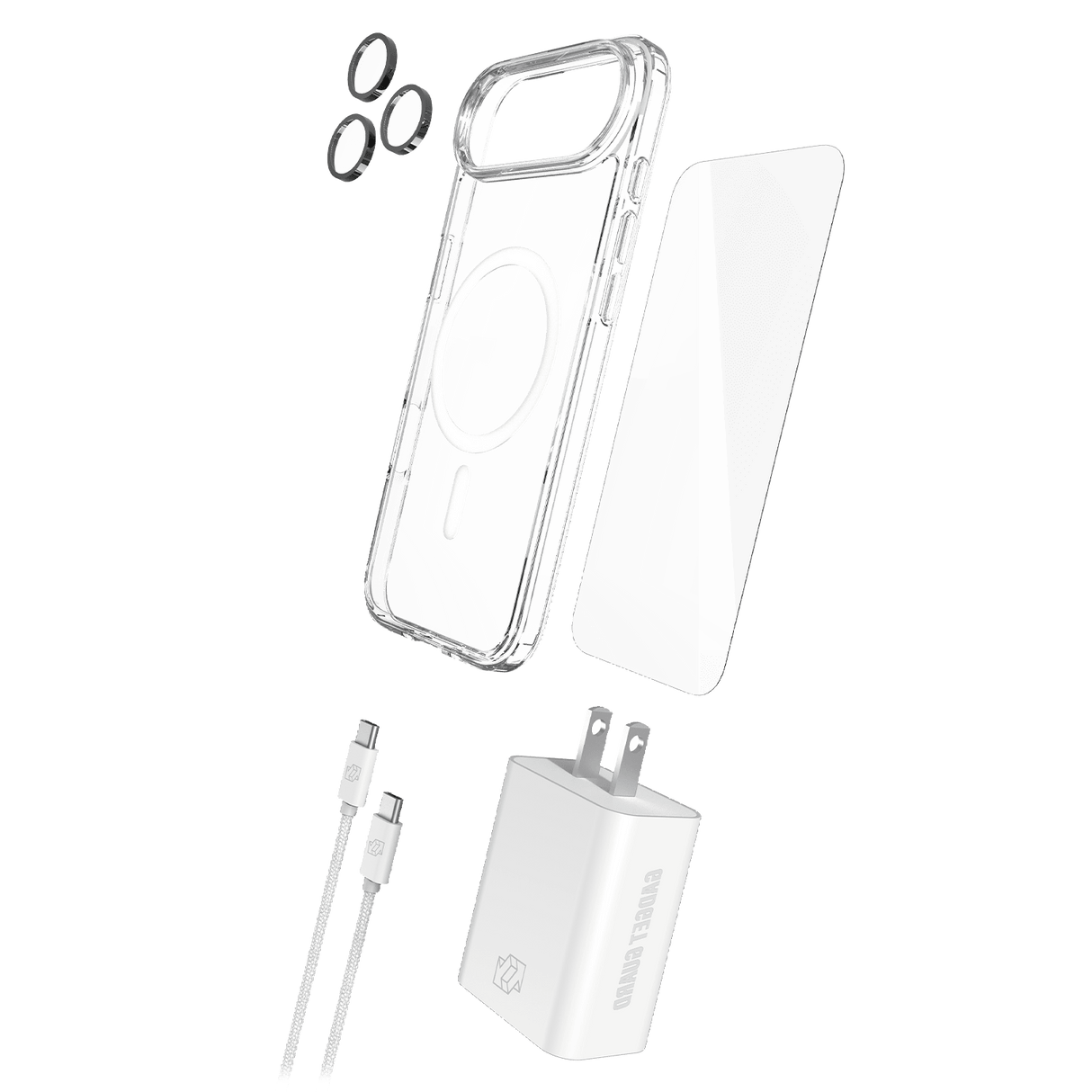 Gadget Guard 5-in-1 Bundle for iPhone Air - Clear | Includes MagSafe Case, Camera Lens Protector, Glass Screen Protector, 30W Charging Block, and 1.8m Cable