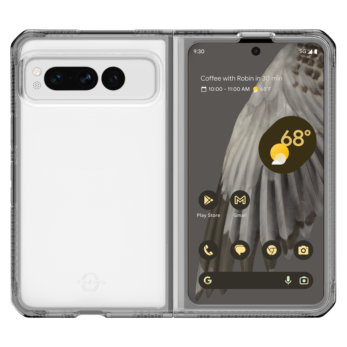 Itskins - Hybridr Case For Google Pixel Fold - Black And Transparent