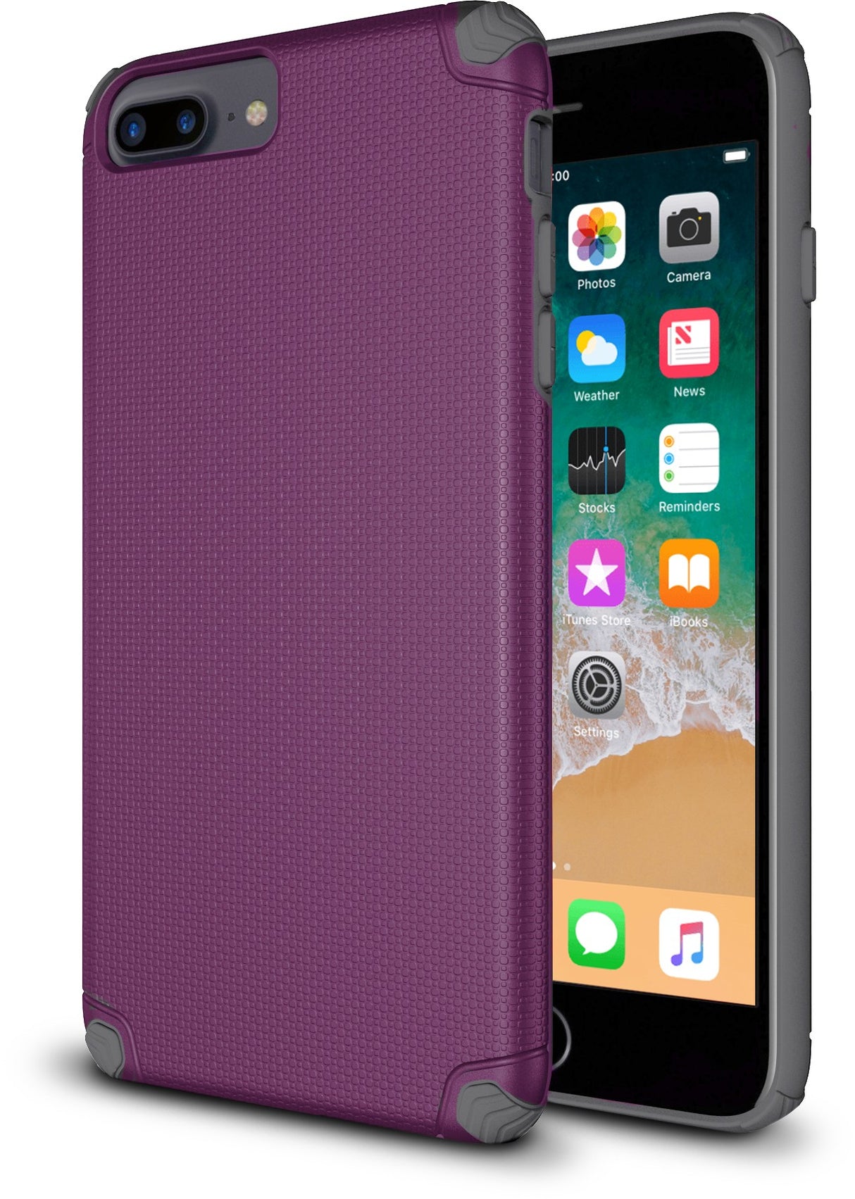 xBase Base ProTech - Rugged Armor Protective Case for iPhone 7 & 8 Plus - Purple