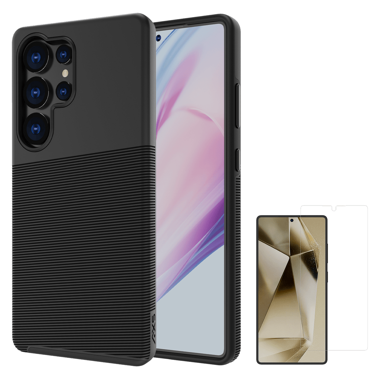 Axs - Protech Plus Case And Armorglass Screen Protector For Samsung Galaxy S25 Ultra - Black