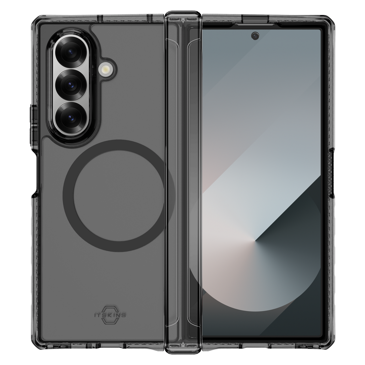 Itskins Hybridr Clear Hinge MagSafe Case for Samsung Galaxy Z Fold7 - Smoke and Transparent