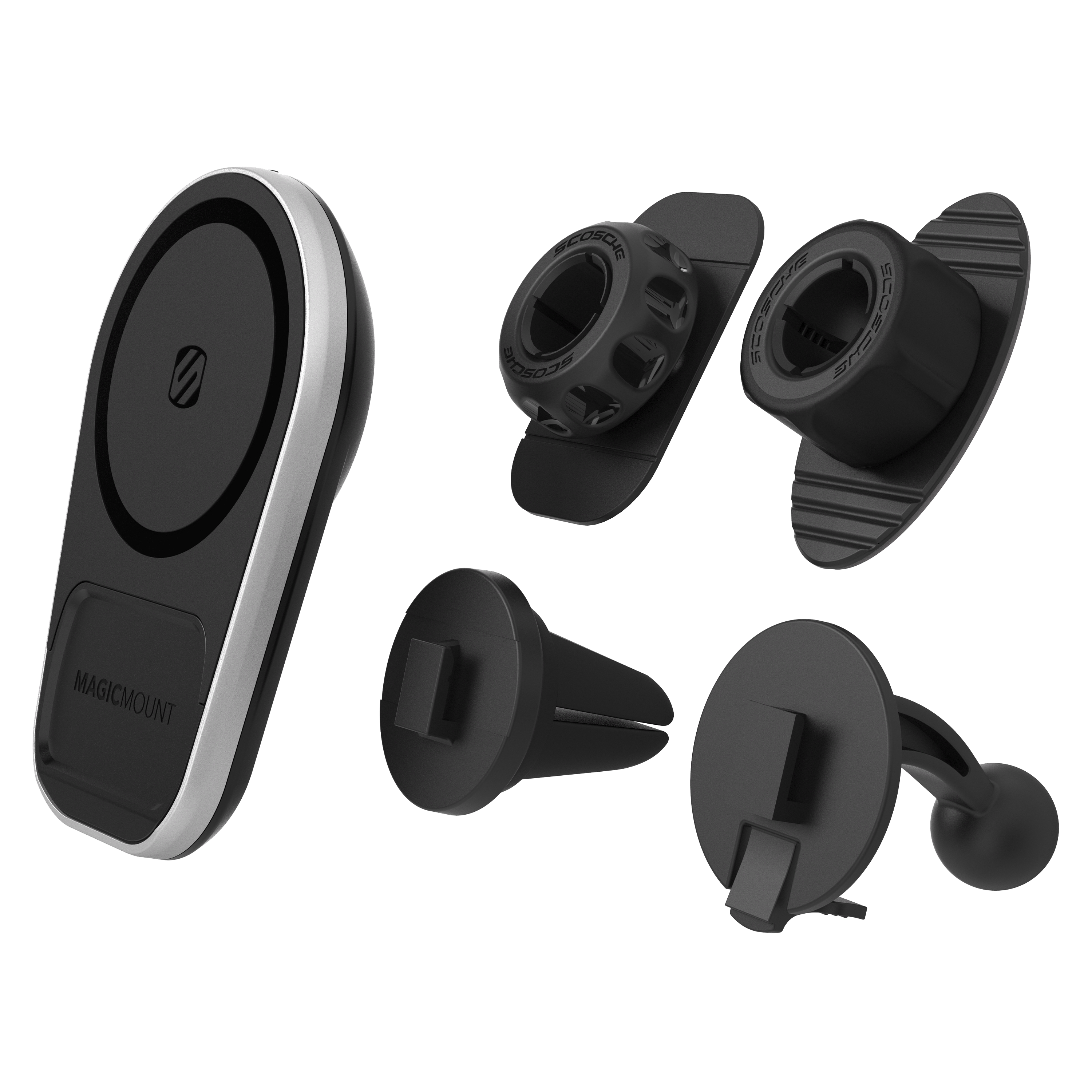 Scosche - Magicmount Pro Charge5 Wireless Charging Dash / Vent Mount - Black And Silver 1