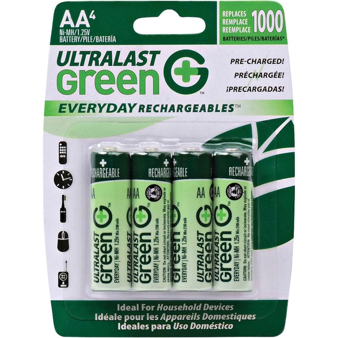 Dantona NABC Everyday Rechargeables ULGED4AA General Purpose Battery, 2100 m, Green