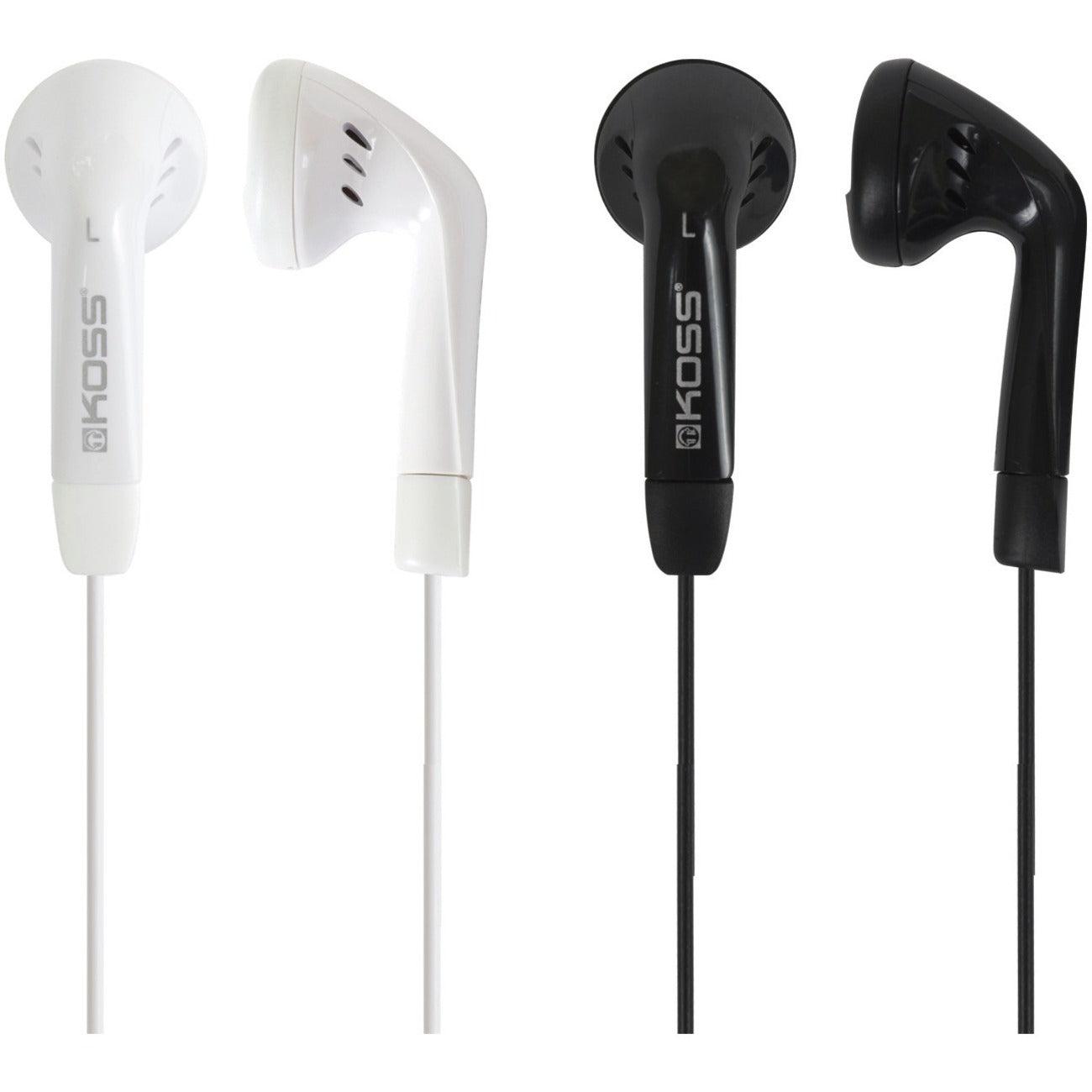 Koss KE7 Earbuds Black White 4 ft 3.5 mm