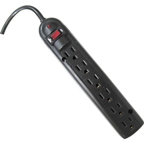 Winston Weltron 6 Outlet Black Plastic Surge Protector w/ 6ft Cord