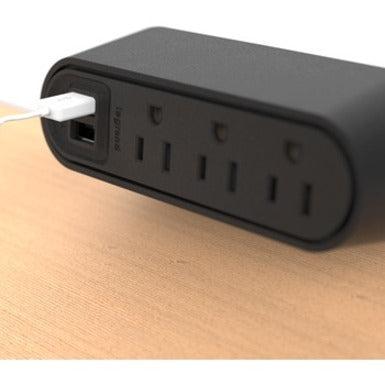 LEGRAND DSKTP PWR CTR BLK 3 PWR, Black, USB, WSPC320BK