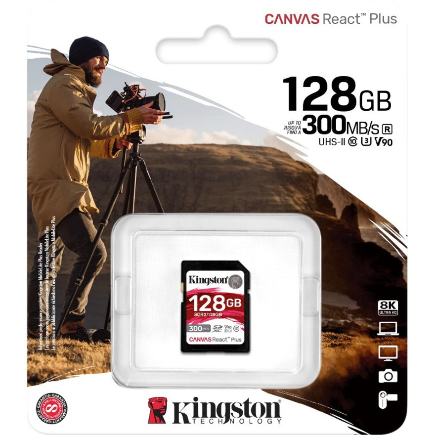 Kingston Canvas React Plus SDR2 128 GB Class 10/UHS-II (U3) V90 SDXC 1